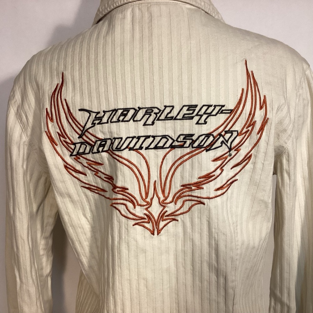 HARLEY-DAVIDSON women’s embroidered button down shirt size medium - Picture 2 of 10